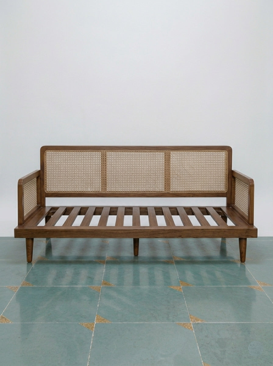 Arlen Solid Wood Cane Sofa 3 Seater