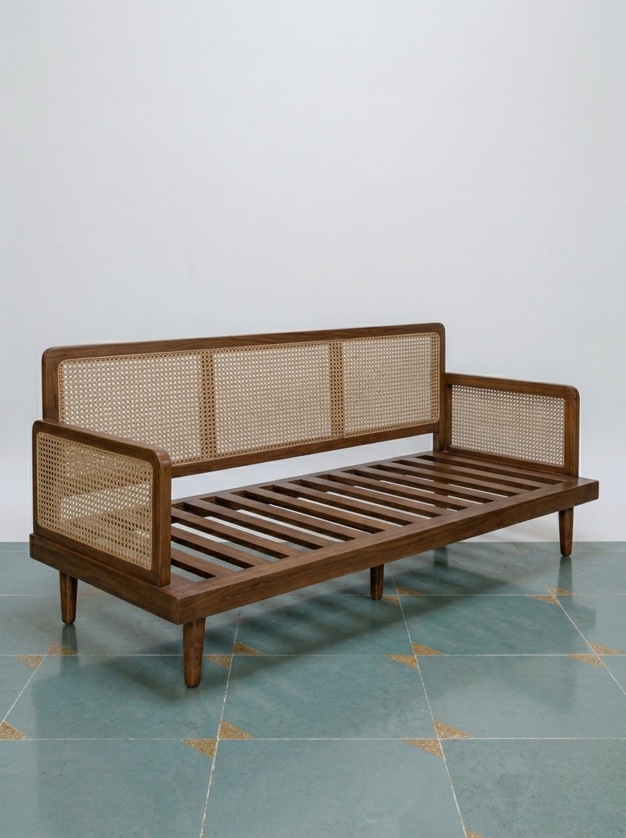 Arlen Solid Wood Cane Sofa 3 Seater