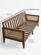 Evren Solid Wood Rattan Sofa