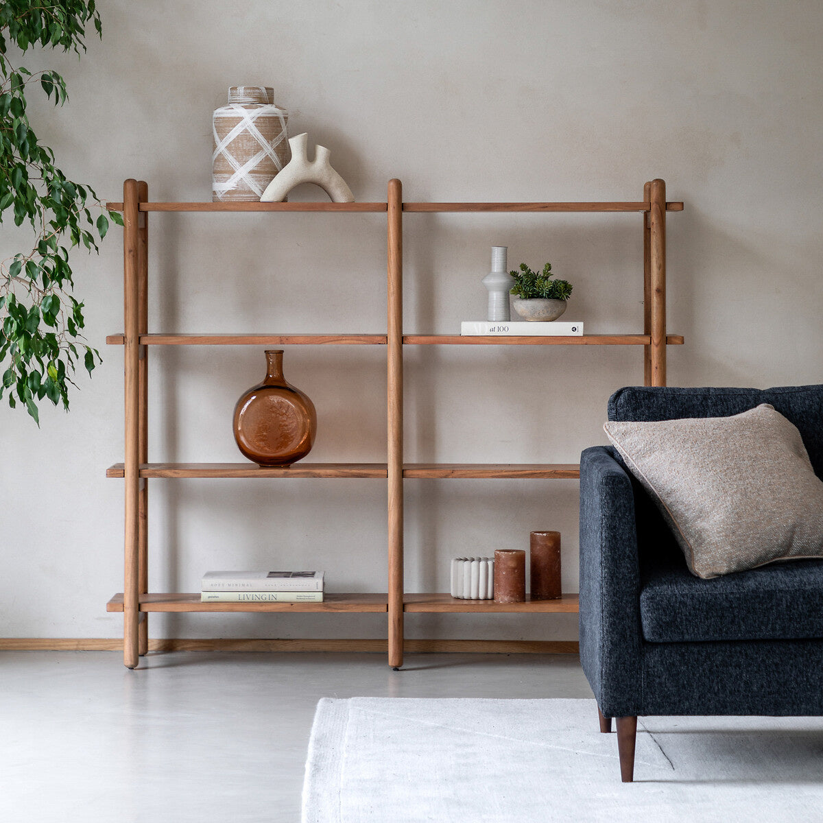 Milo Solid Wood 4 Tier Bookshelf