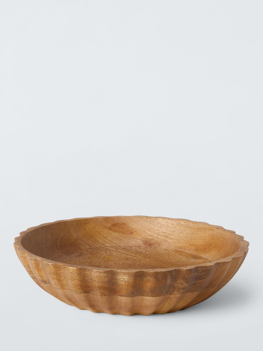 Scalloped Mango Wood Shallow Serving Bowl
