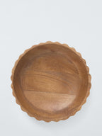 Scalloped Mango Wood Shallow Serving Bowl