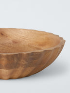 Scalloped Mango Wood Shallow Serving Bowl