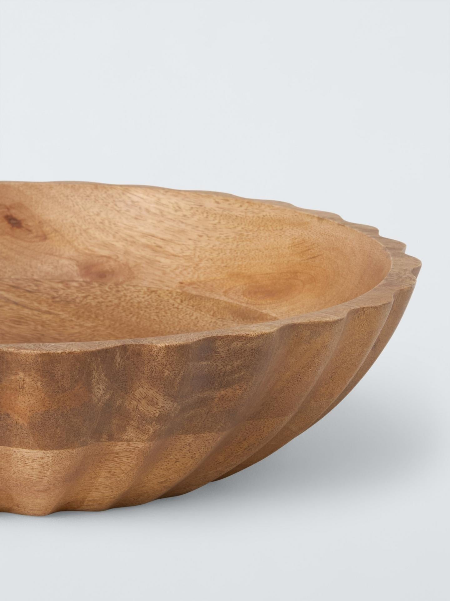 Scalloped Mango Wood Shallow Serving Bowl